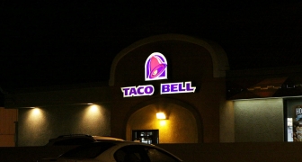 taco bell signs at night