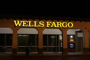 Wells fargo sign at night